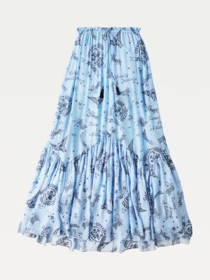 Americana Print Maxi Skirt | BLUE 