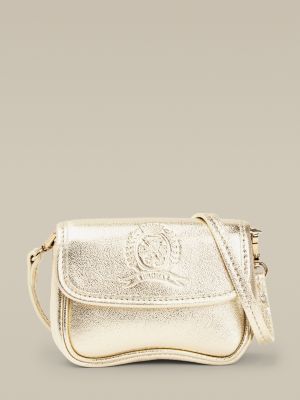 Crest Gold Small Saddle Bag | GOLD 