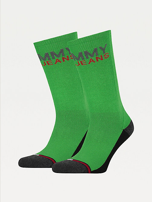 green 2-pack vintage long socks for unisex tommy jeans