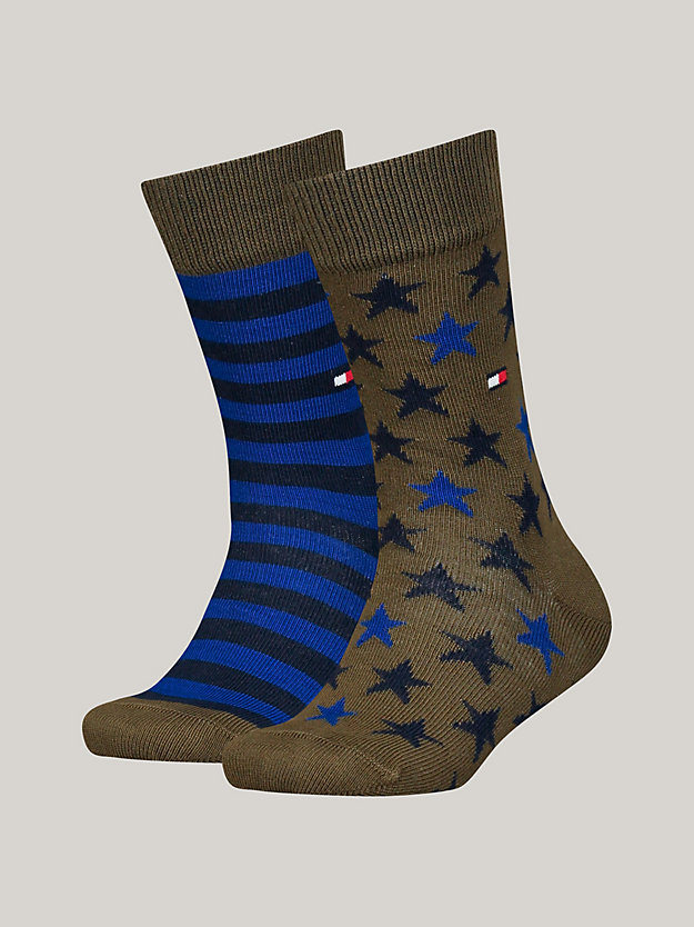 2-Pack Stars And Stripes Socks | Green | Tommy Hilfiger