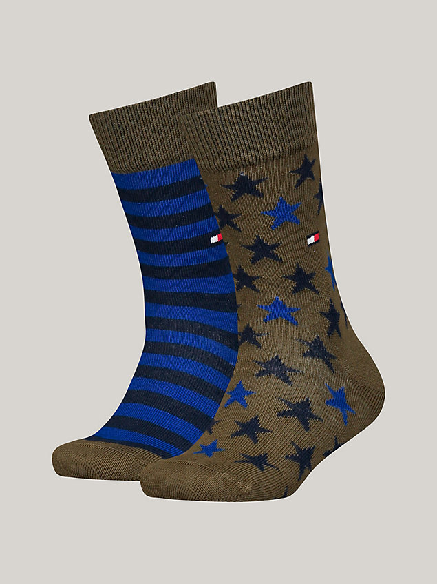 green 2-pack classics star socks for kids unisex tommy hilfiger