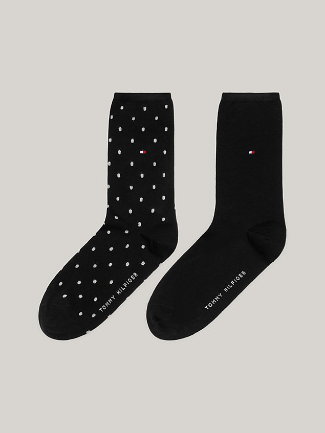 black set van 2 paar classics sokken met polkadot voor dames - tommy hilfiger