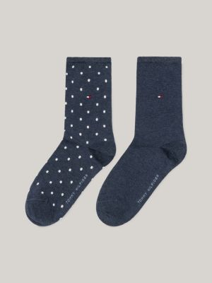 blue 1-pack metallic dot socks for women tommy hilfiger