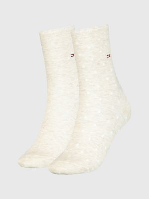 beige 1 paar gepunktete metallic-socken für damen - tommy hilfiger