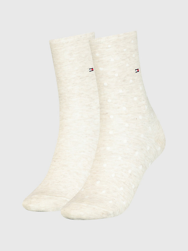 beige set van 2 paar classics sokken met polkadot voor dames - tommy hilfiger