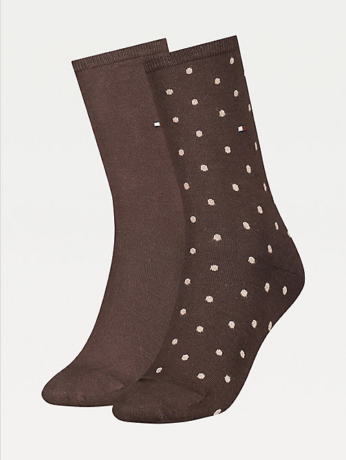 bruin set van 2 paar sokken met polkadot voor women - tommy hilfiger