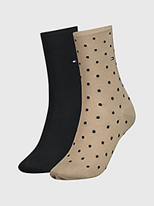 beige 2-pack polka dot socks for women tommy hilfiger