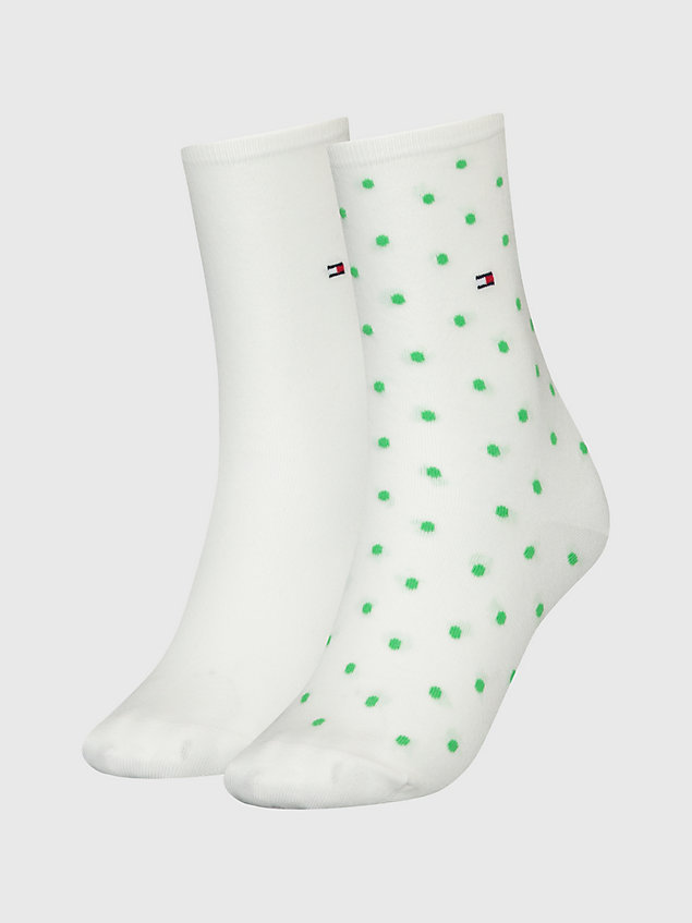 white set van 2 paar classics sokken met polkadot voor dames - tommy hilfiger