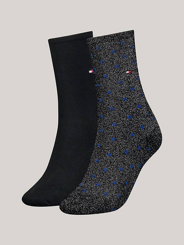 black 2-pack classics polka dot socks for women tommy hilfiger