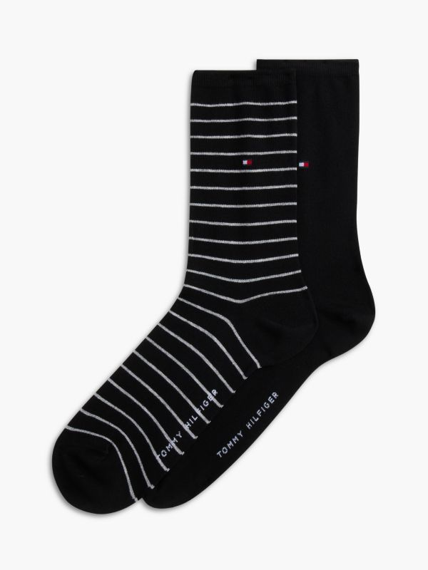 2-Pack Flag Embroidery Stripe Ankle Socks — Black