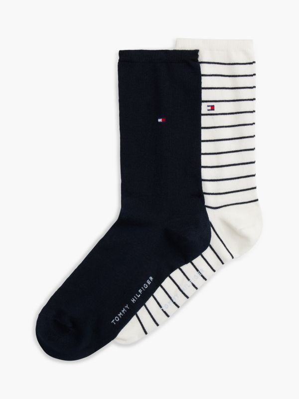 2-Pack Flag Embroidery Stripe Ankle Socks — White