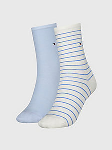 blue 2-pack slim stripe socks for women tommy hilfiger
