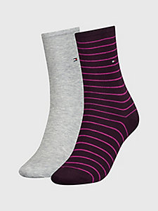 pack de 2 pares de calcetines (rayas, lisos) gris de mujer tommy hilfiger