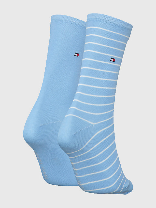 blue 2-pack classics stripe socks for women tommy hilfiger
