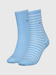 pack de 2 pares de calcetines (rayas, lisos) azul de mujer tommy hilfiger