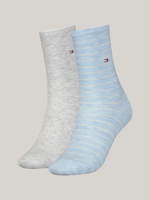 2 pares de calcetines altos para mujer Tommy Hilfiger 100001494 Middle Grey  Melange 035