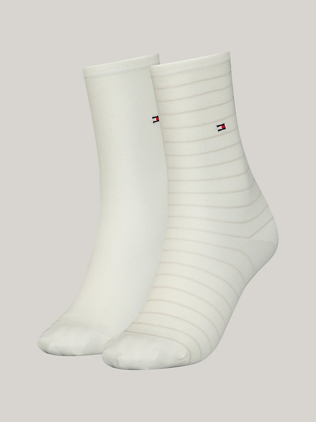 white 2-pack classics stripe socks for women tommy hilfiger