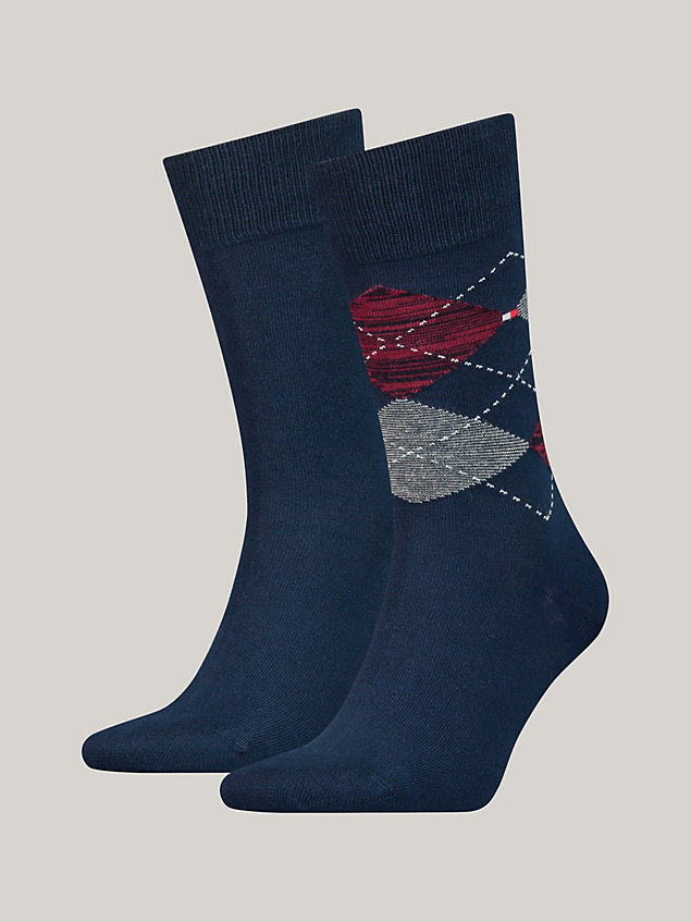 blue 2-pack classics argyle socks for men tommy hilfiger