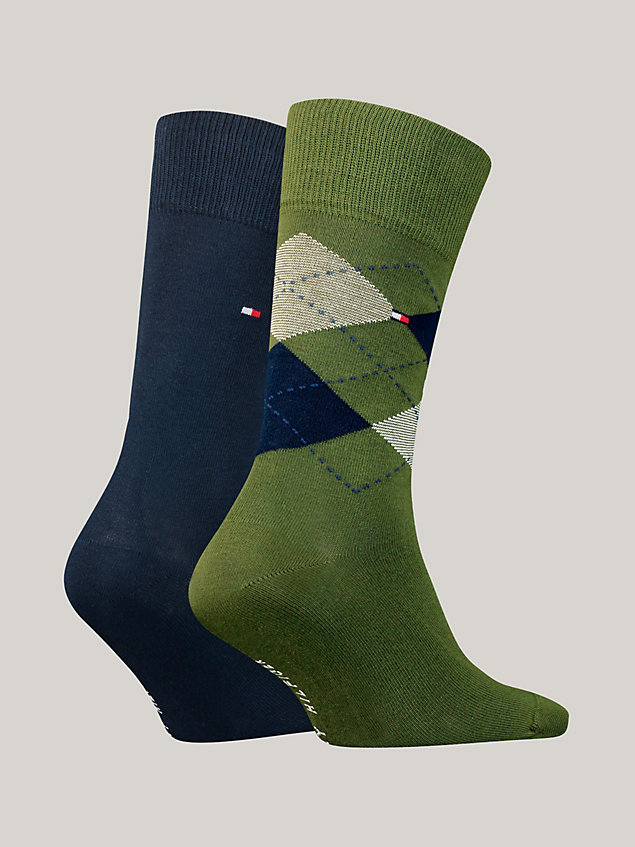 green 2-pack classics argyle socks for men tommy hilfiger