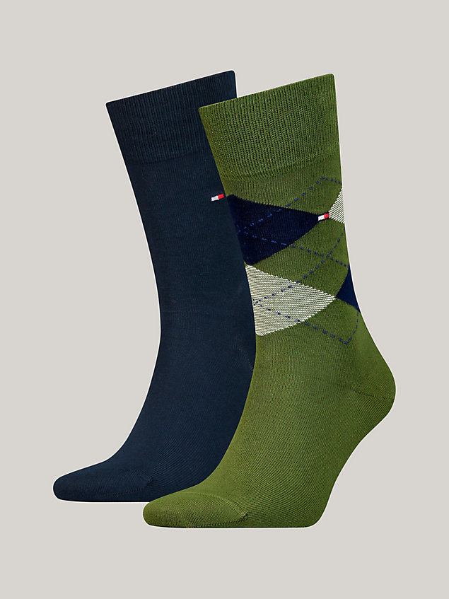 green 2-pack classics argyle socks for men tommy hilfiger