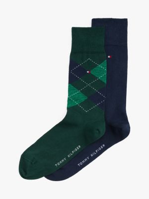 chaussettes à carreaux green pour hommes tommy hilfiger