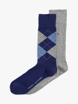 blue 2-pack check socks for men tommy hilfiger