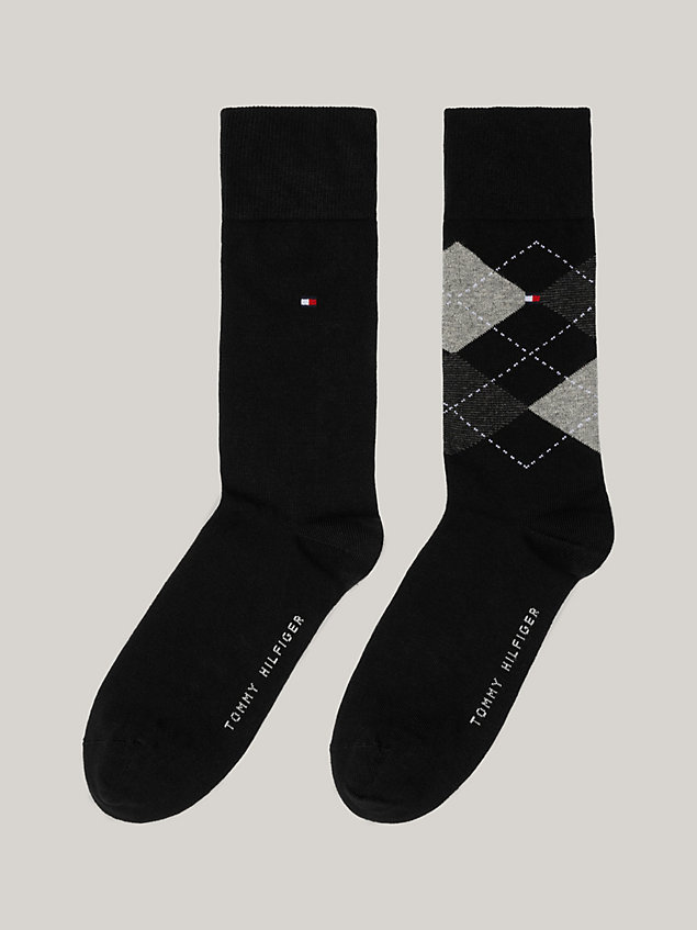 black 2-pack classics argyle socks for men tommy hilfiger