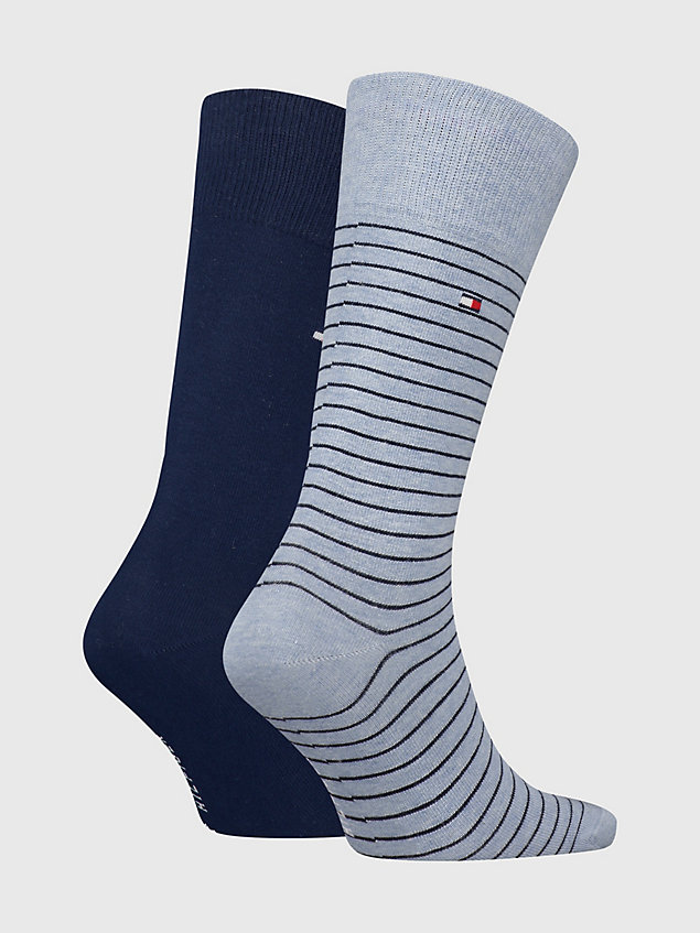 blue 2-pack classics stripe socks for men tommy hilfiger