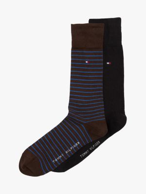 brown 2-pack stripe socks for men tommy hilfiger