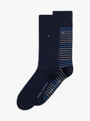 2 pack calzini con righe e bandierina blue da uomini tommy hilfiger