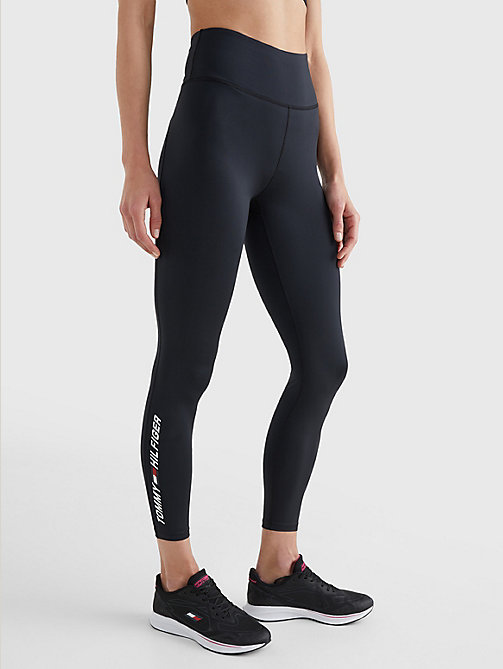 black sport high rise 7/8 leggings for women tommy hilfiger