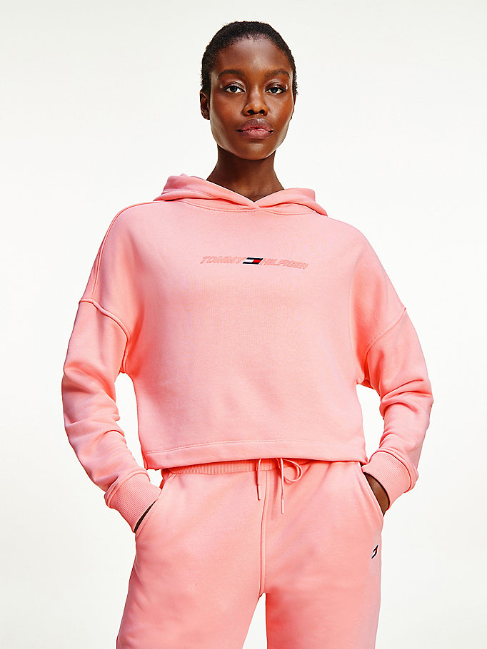 pink sport graphic hoody for women tommy hilfiger