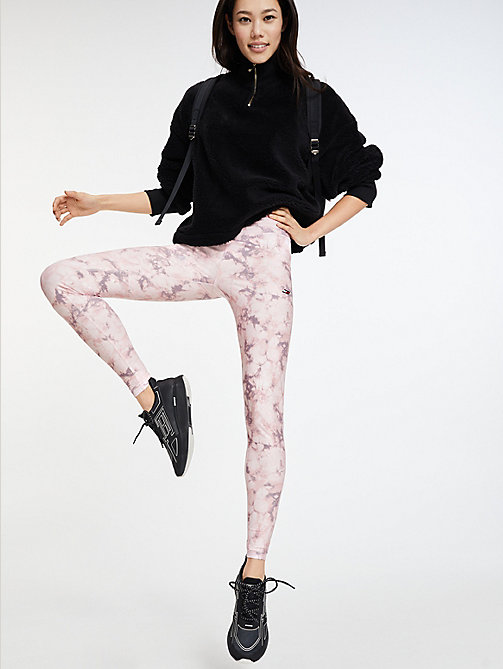 pink sport print full length leggings for women tommy hilfiger