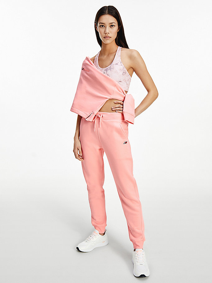 pink sport organic cotton joggers for women tommy hilfiger