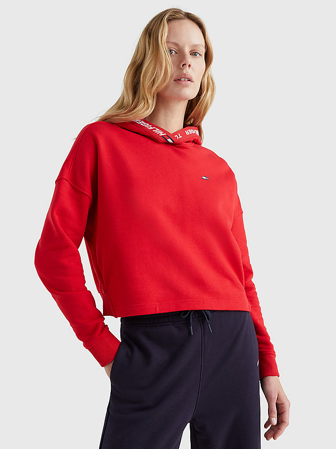red sport th cool logo hoody for women tommy hilfiger