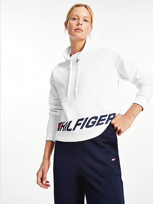 white sport logo relaxed fit sweatshirt for women tommy hilfiger