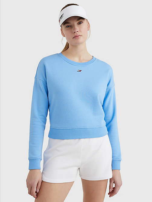 blue sport flag relaxed fit sweatshirt for women tommy hilfiger