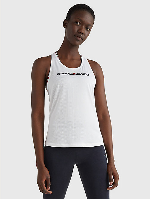 white sport mesh tank top for women tommy hilfiger