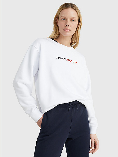 white sport relaxed fit sweatshirt for women tommy hilfiger