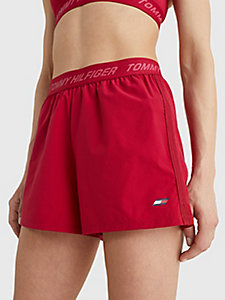 red sport training shorts for women tommy hilfiger