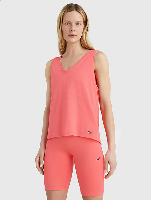 pink sport mesh v-neck tank top for women tommy hilfiger