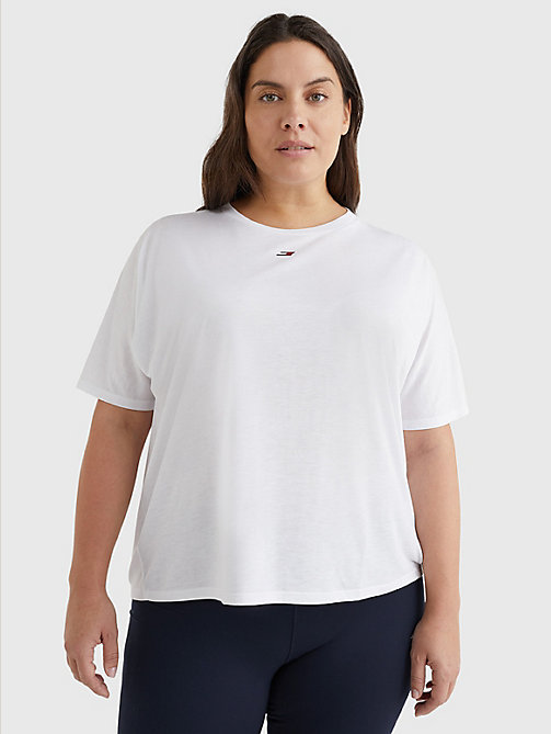 white curve sport relaxed fit t-shirt for women tommy hilfiger