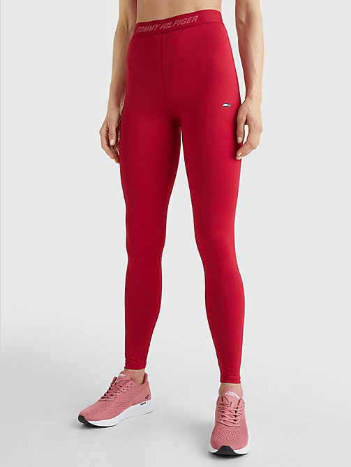 red sport logo high rise full-length leggings for women tommy hilfiger
