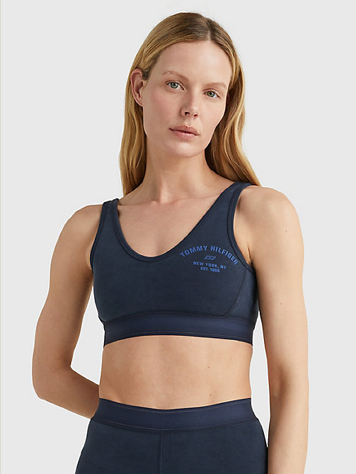 blue sport sueded low-support bra for women tommy hilfiger