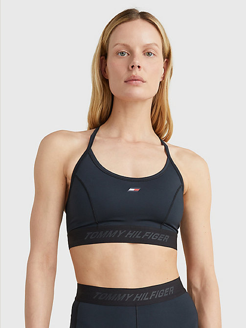 black sport seam detail low support bra for women tommy hilfiger