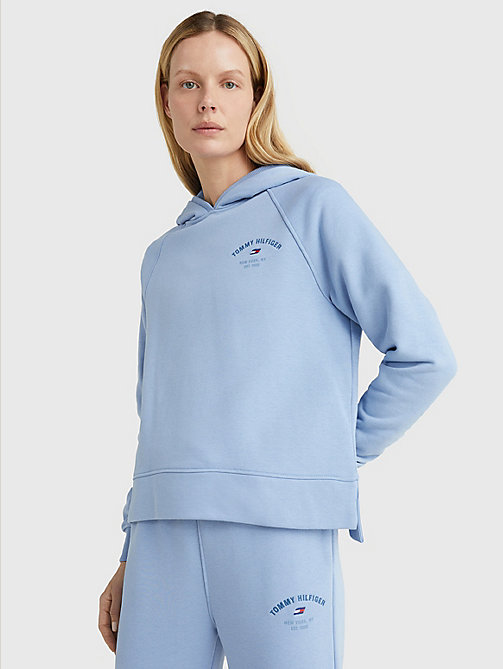 blue sport ribbed terry hoody for women tommy hilfiger