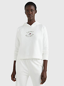 white sport relaxed fit graphic hoody for women tommy hilfiger