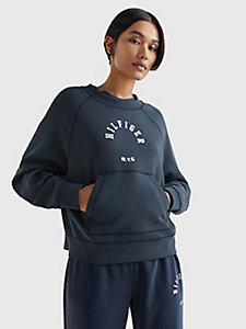 blue sport relaxed fit pocket sweatshirt for women tommy hilfiger