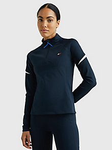 blue sport slim fit thermal reflective top for women tommy hilfiger