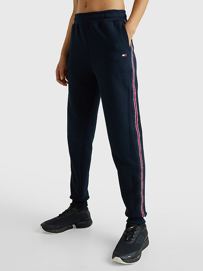 blue sport signature tape relaxed fit joggers for women tommy hilfiger